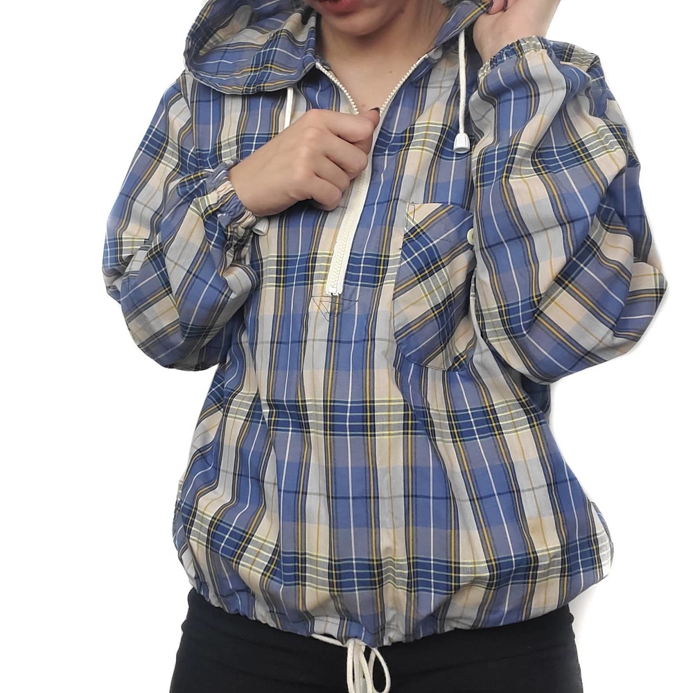 Vintage | Light Plaid Hoodie Long Sleeve M